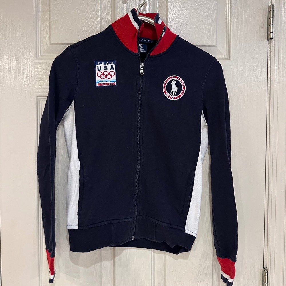 Ralph Lauren Team USA Vancouver 2010 Olympic Track Jacket Navy Red White Medium
